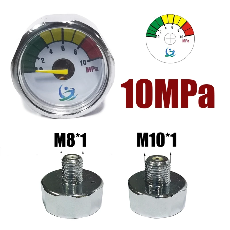 Mini Gauge Manometre 25mm 1inch Hand Pump Valve Accessories Regulator Diving M10*1 M8*1 5MPa 10MPa 20MPa 30MPa 40MPa