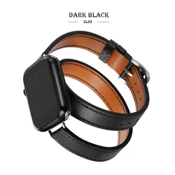 Premium Leather Strap Replacement for Apple Watch - Elegant and Durable Bracelet Accessory (Black)