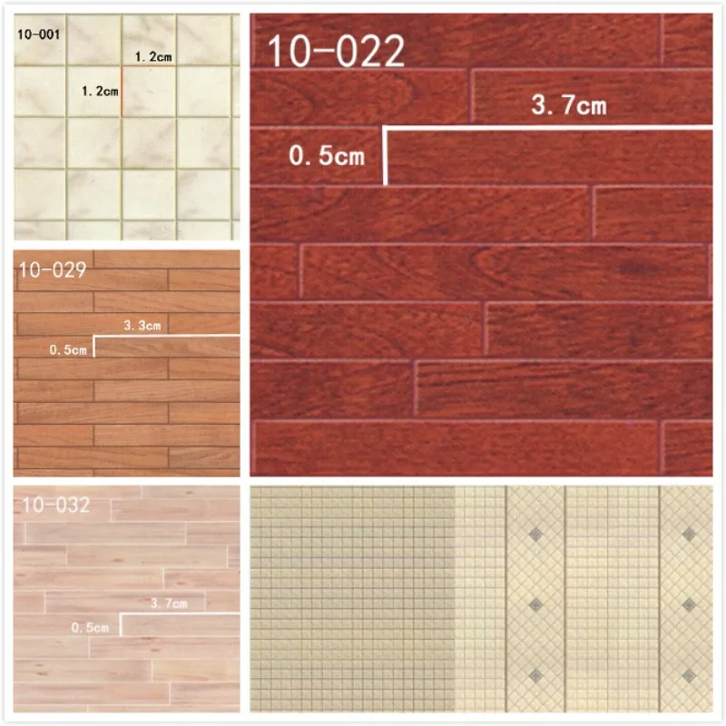 

Doll House DIY Model Wallpaper Small Grid Wood Grain Floor 42 * 29cm with Backglue Random Five Sheets