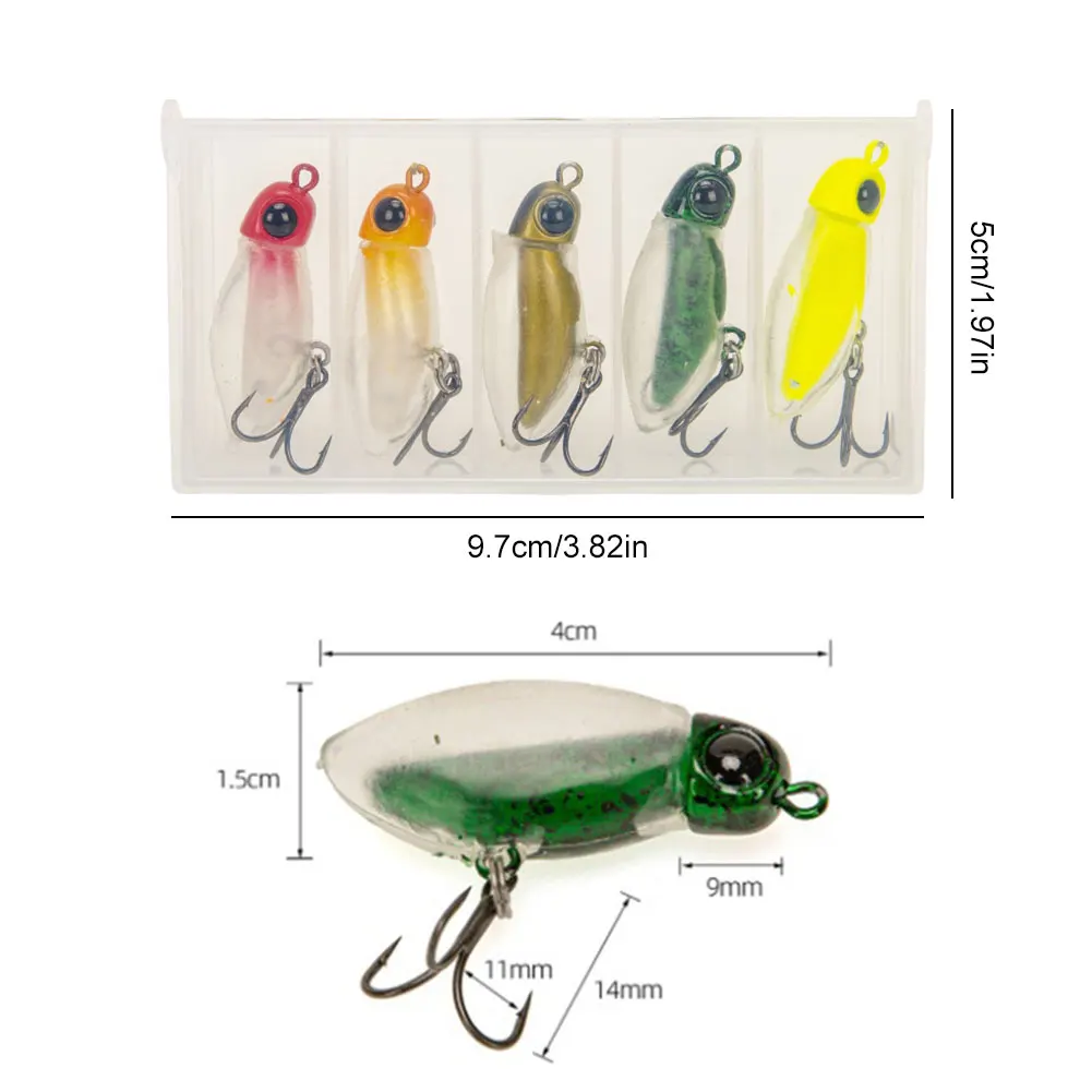 5pcs Insect Micro Bait Floating Fishing Lure Trout Lure Artificial Bait for Freshwater and Saltwater Fishing