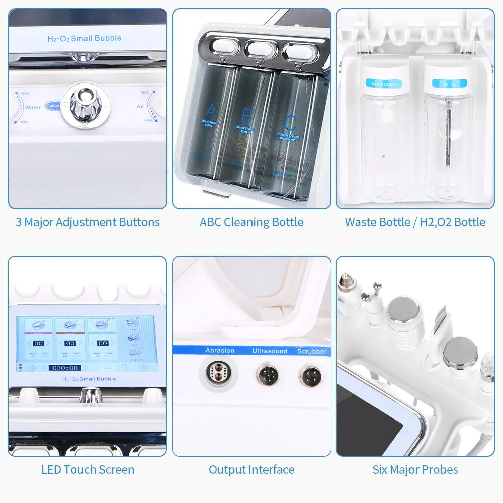 Hydro Water Jet Peel Hydrodermabrasion Machine 6 in 1 Facial Dermabrasion Hydra Skin Whitening Device Facial Skin Care Machine