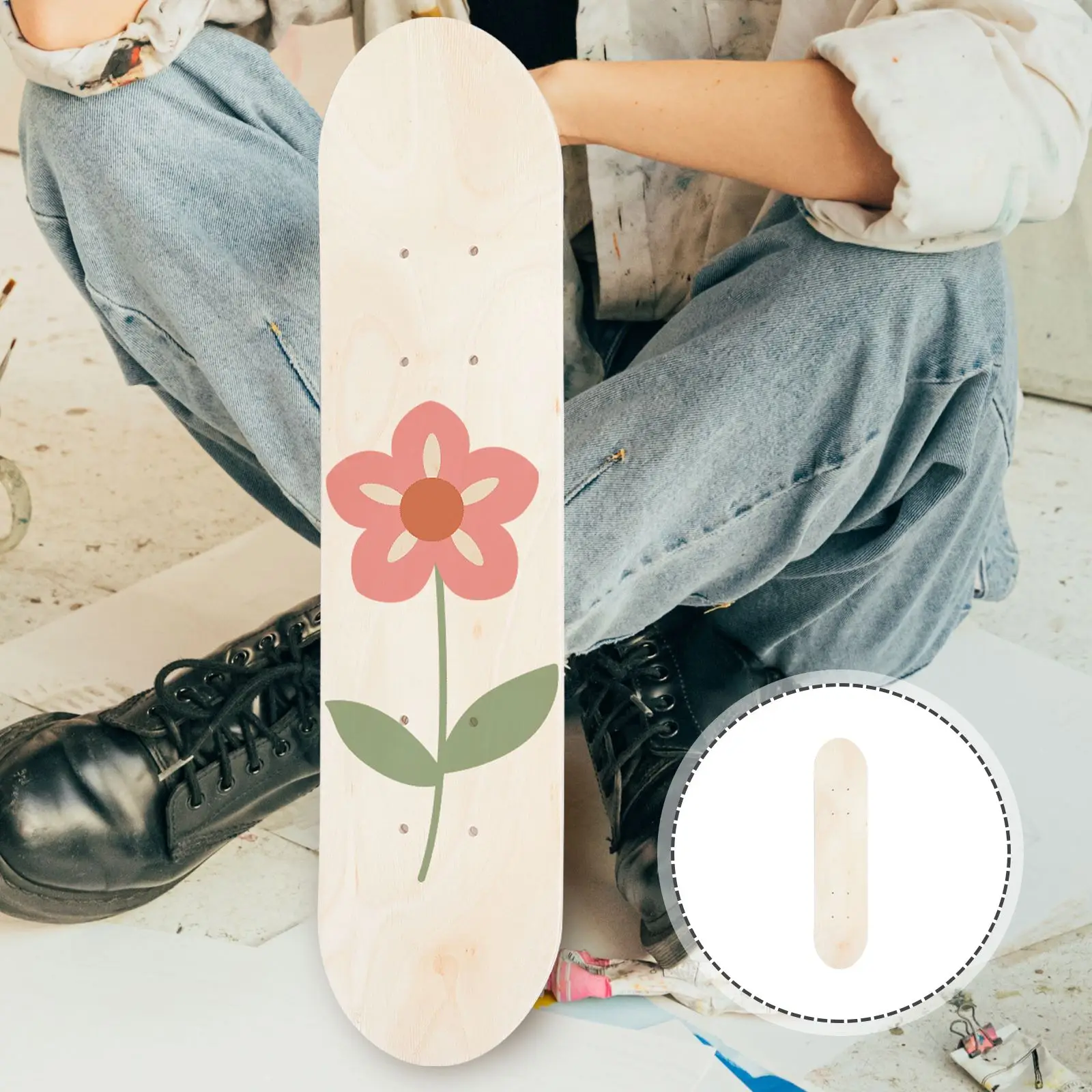 

60cm Skateboard Deck Maple Skate Board Blank Adults Kids DIY Hand-painted Decorative Board Double Rocker