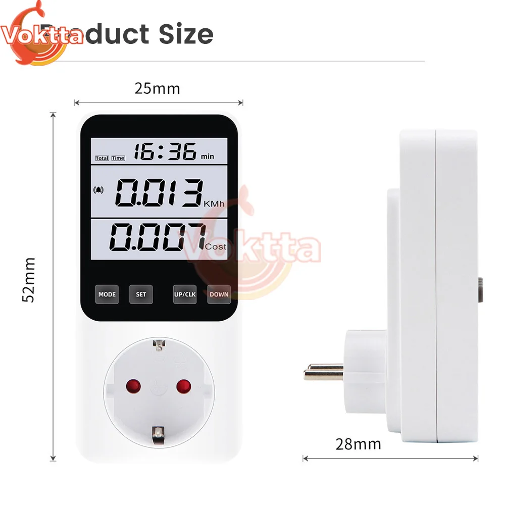 

AC 110V 220V Voltage Current Tester Wattmeter Power Factor Active KWH Electric Energy Frequency Meter Voltmeter Socket Analyzer