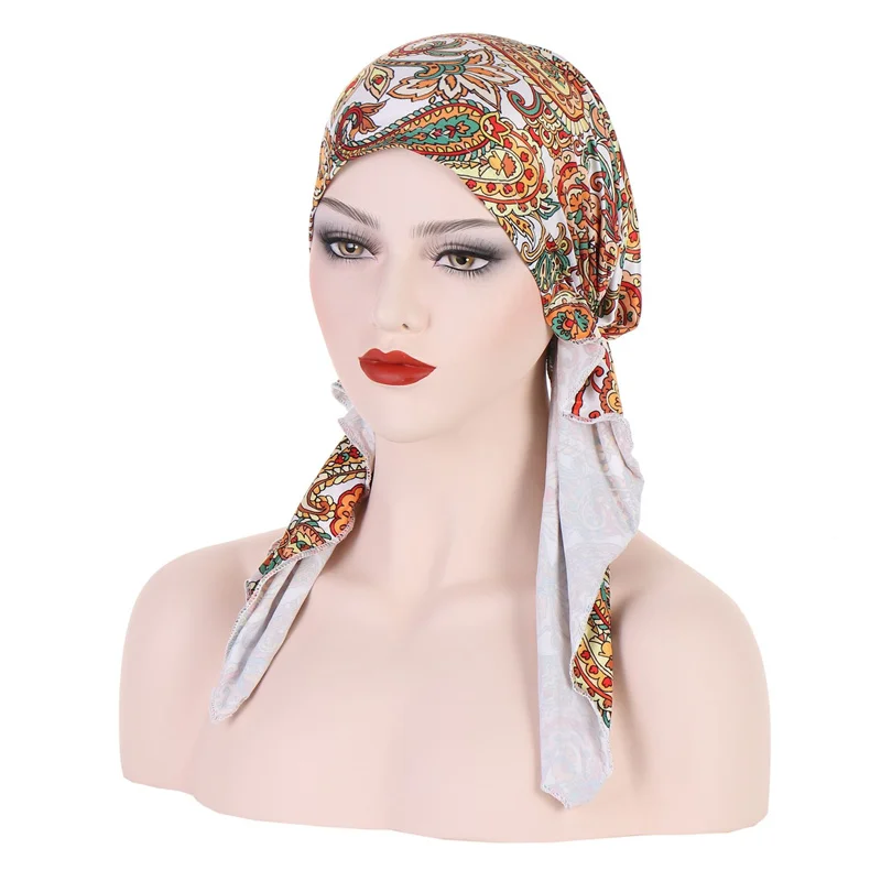 

New Muslim Women Paisley Floral Modal Jersey Headscarf Elastic Female Turban Cancer Chemo Hat Hair Loss Cover Head Wrap Headwear