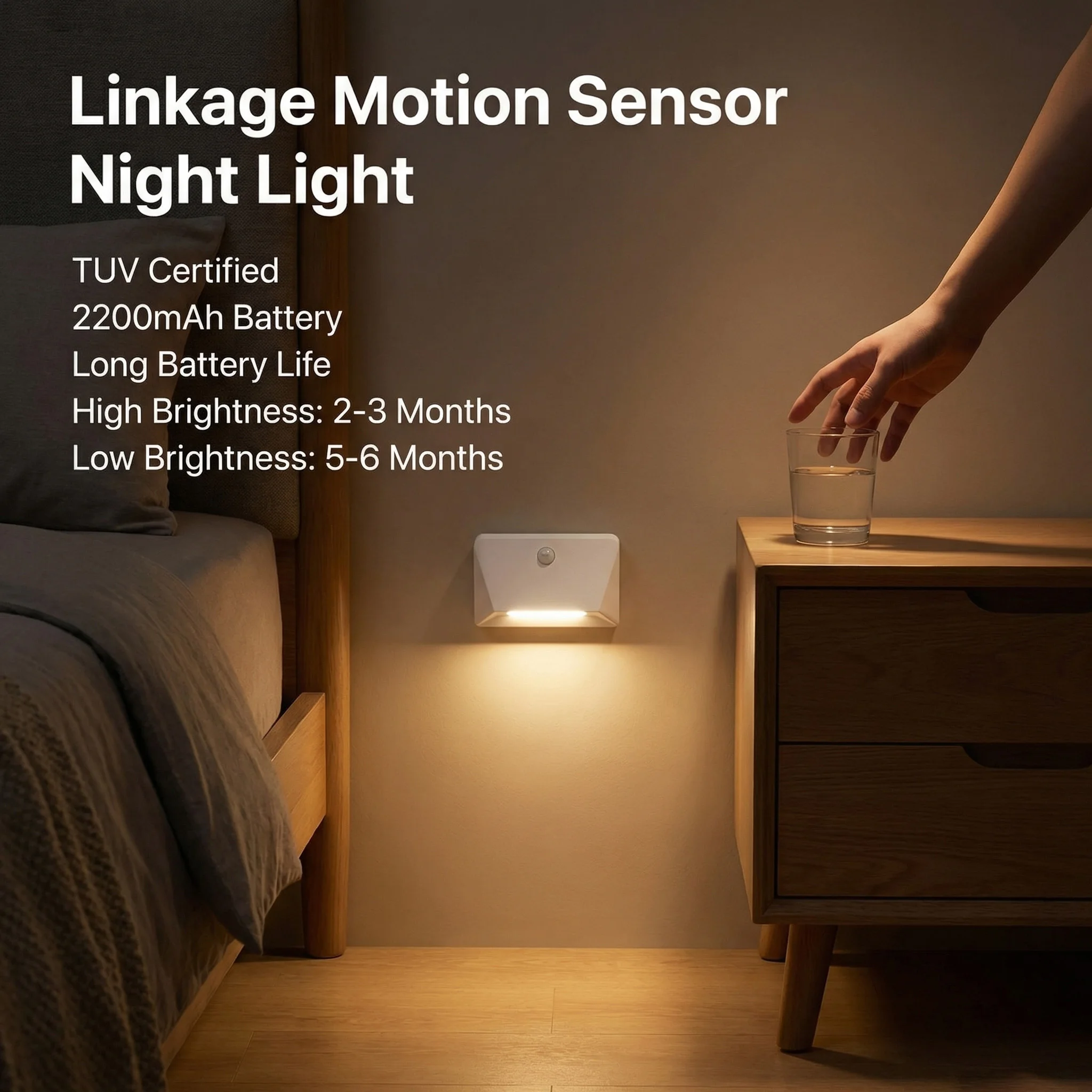 Smart Motion Sensor Wall Light – USB-C Rechargeable Security Light with Adjustable Brightness 2