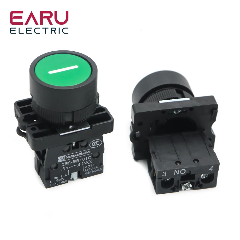 22mm Flat Touch Start Stop Button with Arrow Symbol - Red/Green Momentary Switch