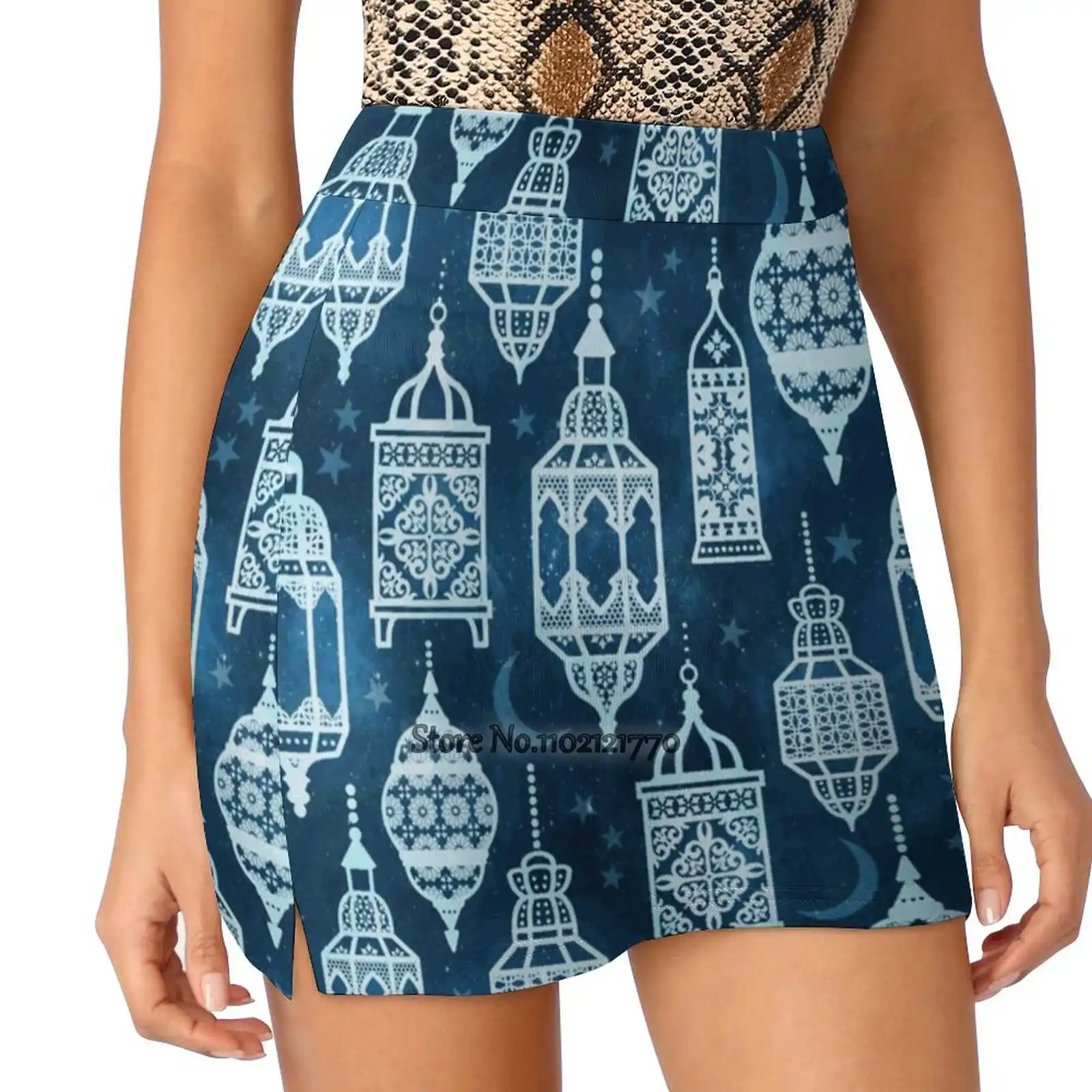 

Marrakech Nights Trending Fashion Skirt Summer Printed Women Sport Skirts Double-Layer Athletic Adenaj Watercolour Lattice