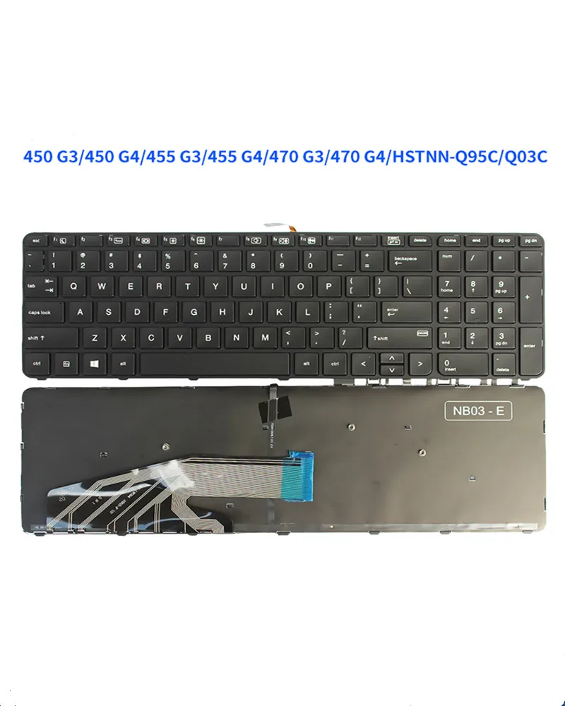 

New Keyboard For HP Probook 450 G3 G4 455 G3 G4 470 G3 G4 HSTNN-Q95C Laptop US Keyboard With Backlight