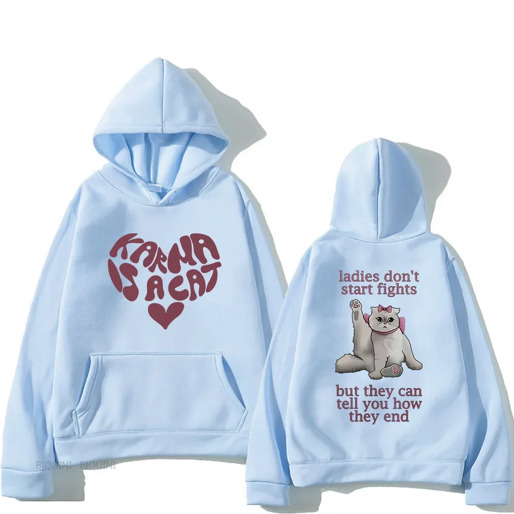 

The Eras Tour Karma Is A Cat Hot Sale Warm Oversize Letter Printing Men's Sweatshirts Autumn Winter Fleece Hoodies High Quality