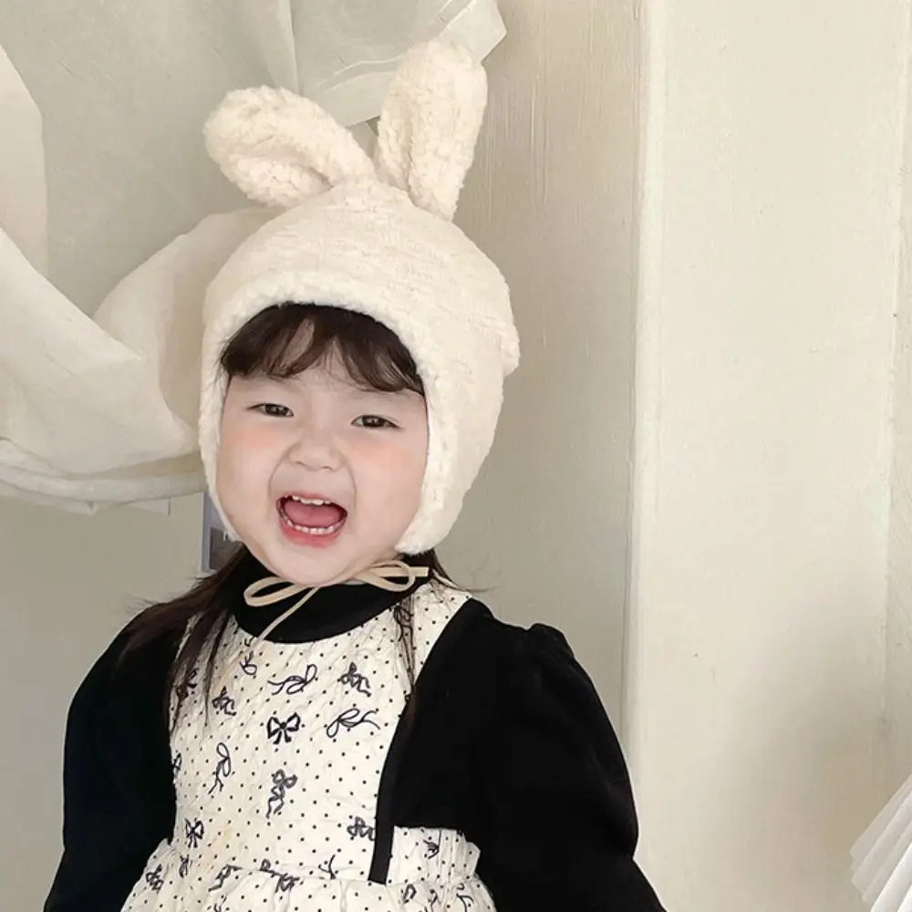 

Thickened Baby Earmuffs Cap New Cute Rabbit Lamb Wool Basin Hat Warm Plush Ear Protector Warm Headgear Children