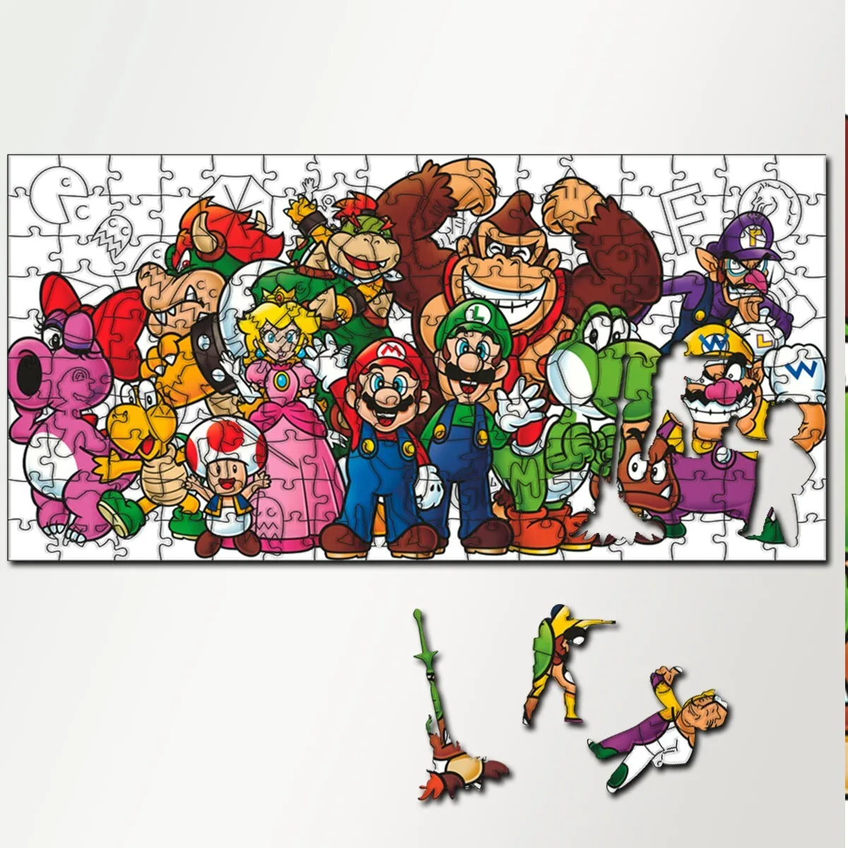 Пазл деревянный с фигурками большой 230 деталей 46х23 см игры Super Mario Bros (Марио