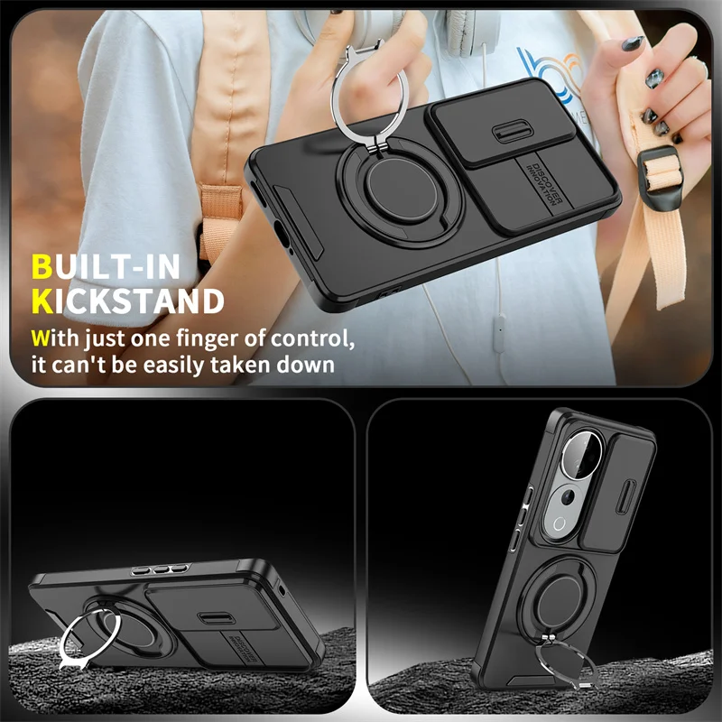 Enhanced Protective Case with Magnetic Ring Stand and Lens Protection