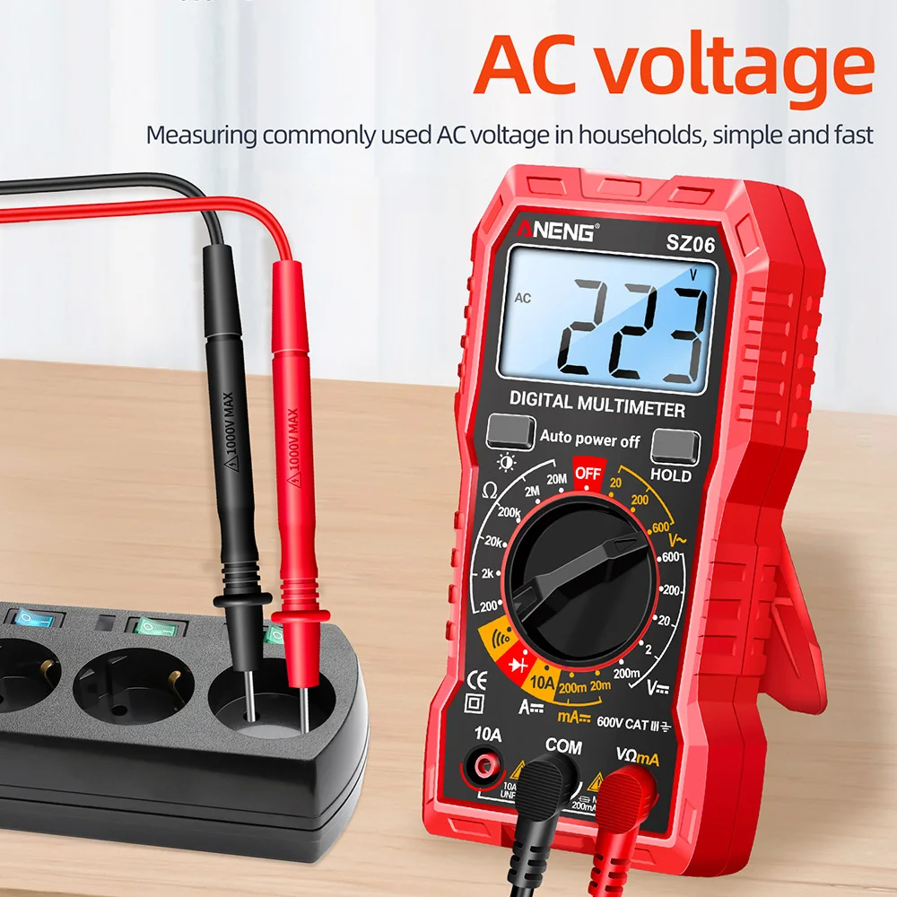 SZ06 2000 Counts Digital Multimeter Voltage Resistance Meter AC/DC  Ammeter Voltmeter Electrician Ohm Tester with LCD Backlight 2