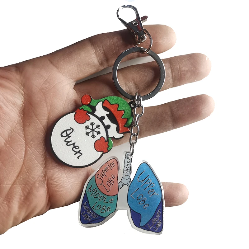 

Christmas Snowman Anatomical Heart Diagram Keychain Cartoon Doctor Nurse School Student Gifts corazon anatomico