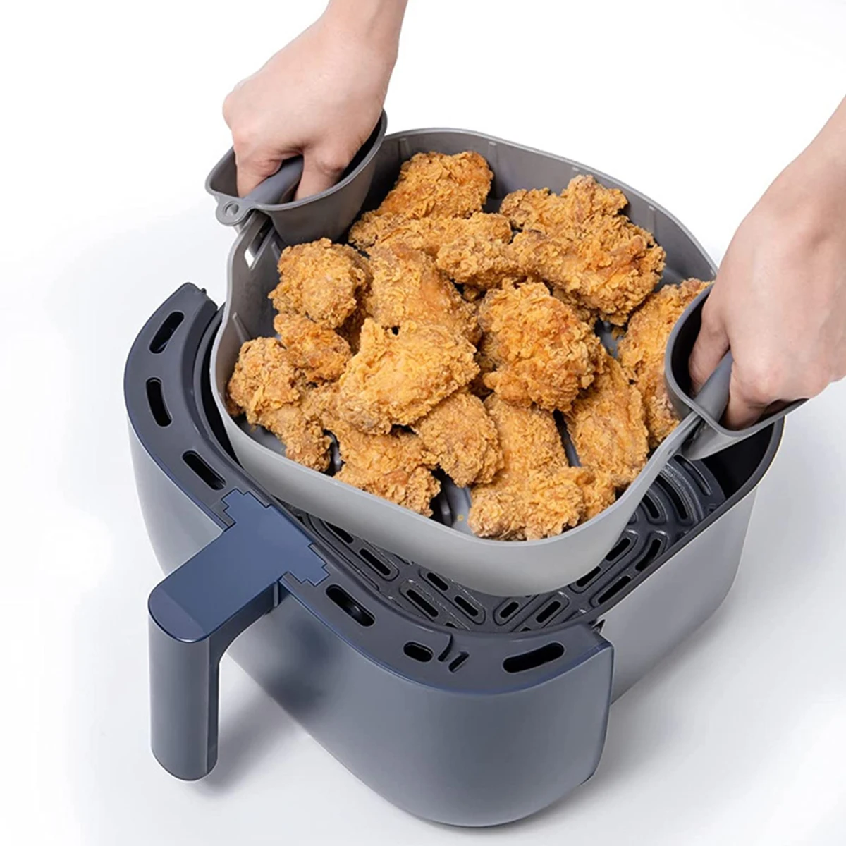 Silicone Air Fryer Basket Liners Square - 2Pcs Reusable Air Fryer