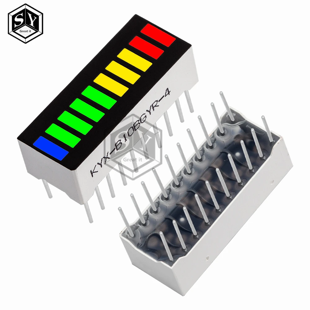 10 grid digital segment LED light bar 2 red+3 yellow+4 green+1 blue light flat tube B10BRYGB super bright