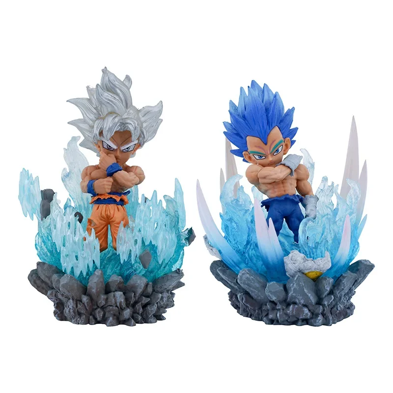 Anime Dragon Ball Goku Super Saiyan Vegeta Q Version Can Light Up Anime Figure Modello Luminoso Decorazione Giocattoli Regalo Di Compleanno
