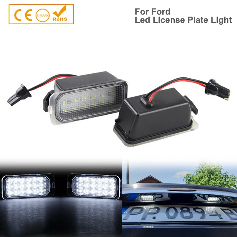 

2Pcs License Plate Light for Ford KUGA S MAX MONDEO MK4 MK5 MK2 FIESTA 2008-2019 FOCUS ABS Plastic 12V LED Number Signal Light