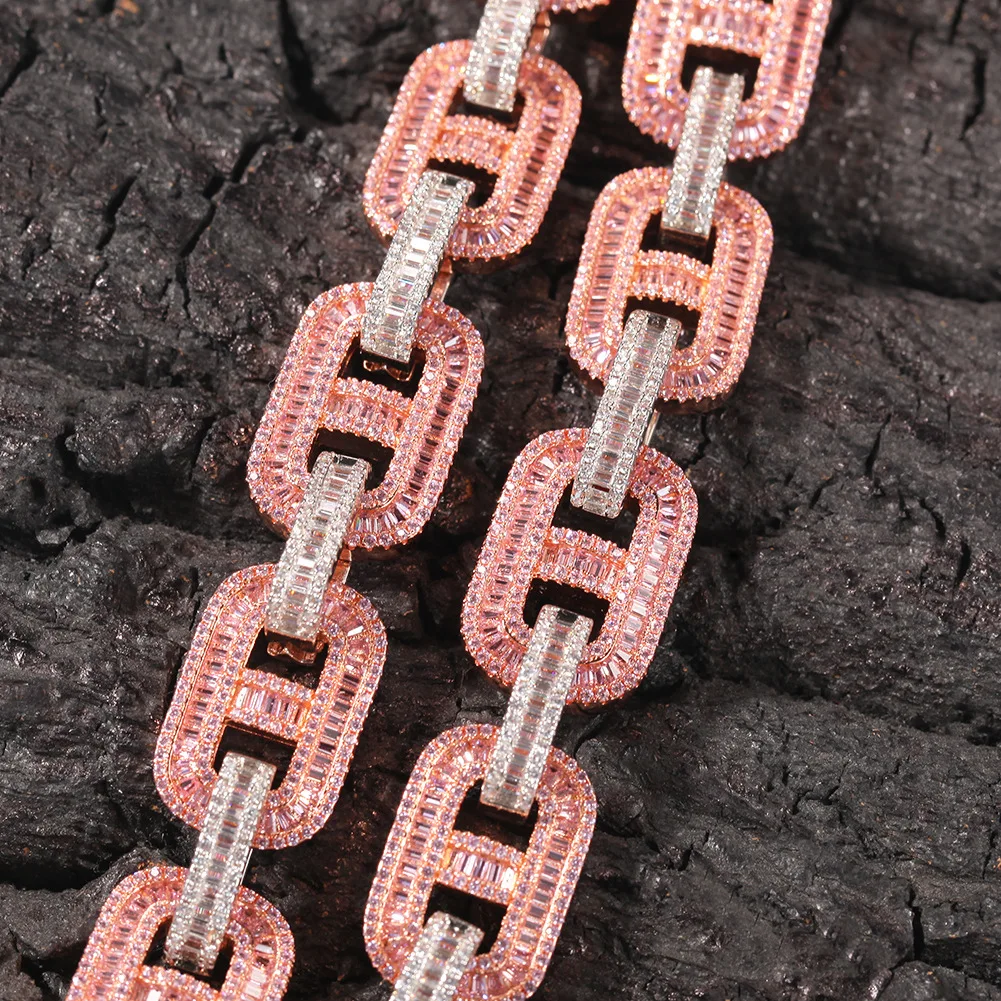 

15mm New Fashion Zircon Bling Bling Iced Out Brass Chain CZ Necklace Fashion Hip Hop Jewelry BN026