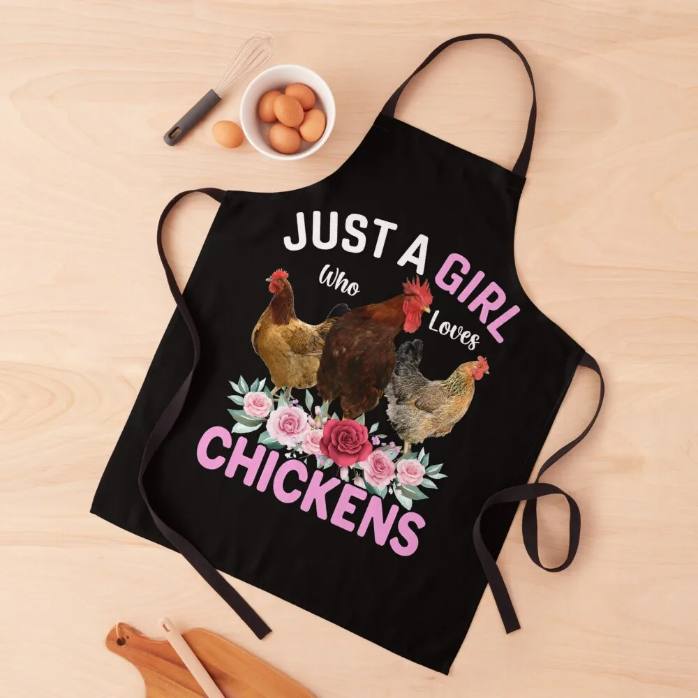 

Just A Girl Who Loves Chickens, Floral Farmer Girl Gifts Apron household woman Smock for hairdressing Kitchens Men Apron