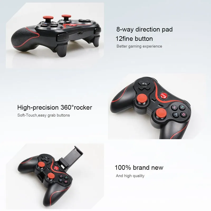 Wireless Joystick Support Bluetooth 3.0 T3/X3 Gamepad For PS3 Gaming Controller Control for Tablet PC Android Phone With Holder
