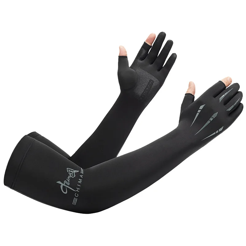 Sun Protection Sleeves Ice Silk Sleeves Women Summer Sun Protection Men Fishing Cycling Breathable Two-Finger Non-Slip Gloves Arm Warmer Driving Sleeve