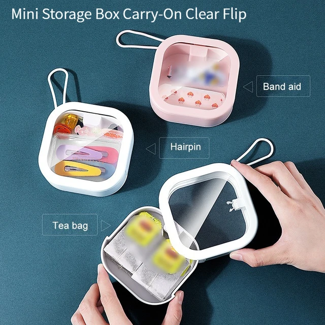 Mini boîte de rangement portable avec poignée, étui à bijoux à rabat  transparent, petite boîte à main pour téléphone portable, étui à pilules et  trombones - AliExpress