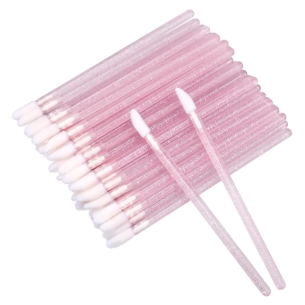 50 Disposable Lip Brush Glitter Crystal Wand Lip Gloss Applicators for Precise Lipstick and Gloss Makeup Tools