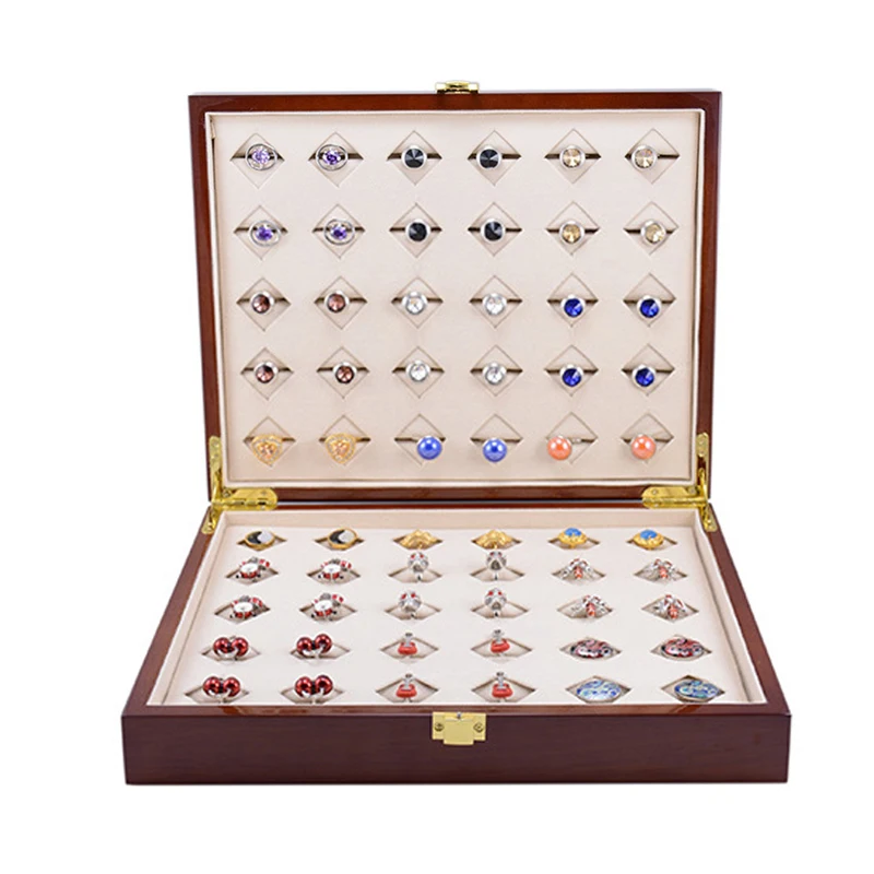 

High-End Wooden Ring Earrings Stud Head Accessories Storage Wooden Box 30-60 Pairs of Cufflinks Display Box