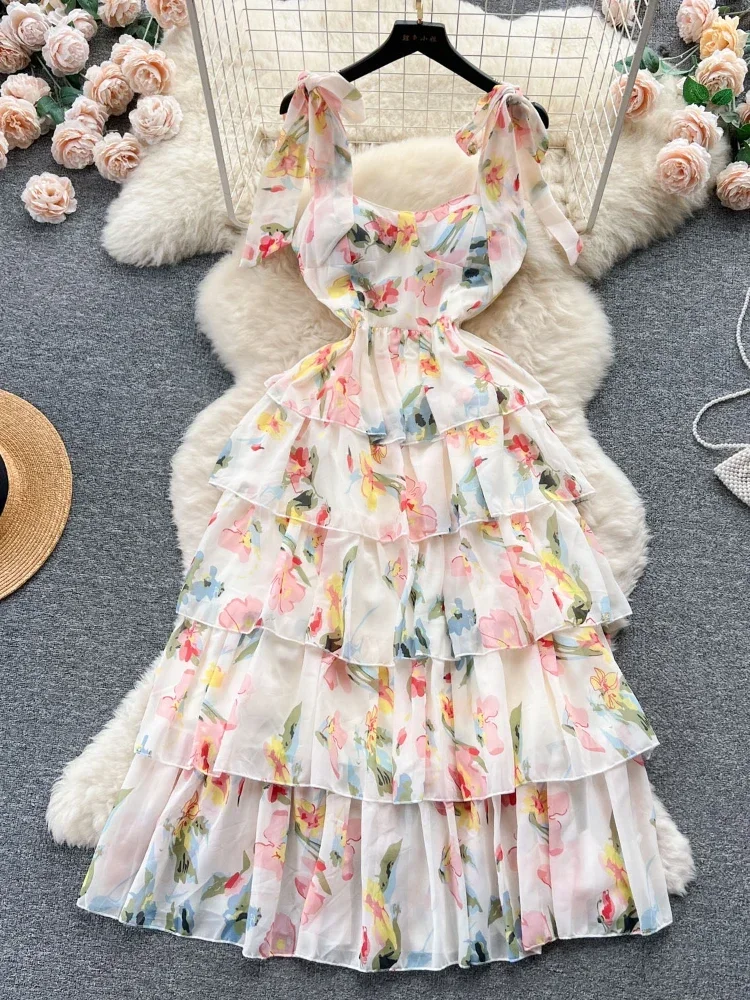 Vestidos-con-estampado-Floral-para-mujer-Vestido-largo-de-gasa-francesa ...