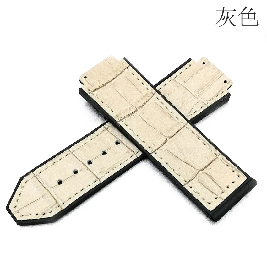 Elegant Leather and Silicone Sport Watch Strap - Fashion Accessory
