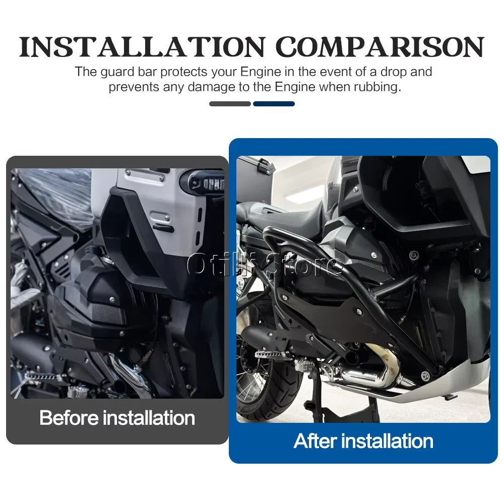 R1300GSA 2024 2025 엔진 보호 가드 오토바이 크래시 바 탱크 가드 프로텍터 블랙 (BMW R1300GS 어드벤처 R1300GS ADV 용)