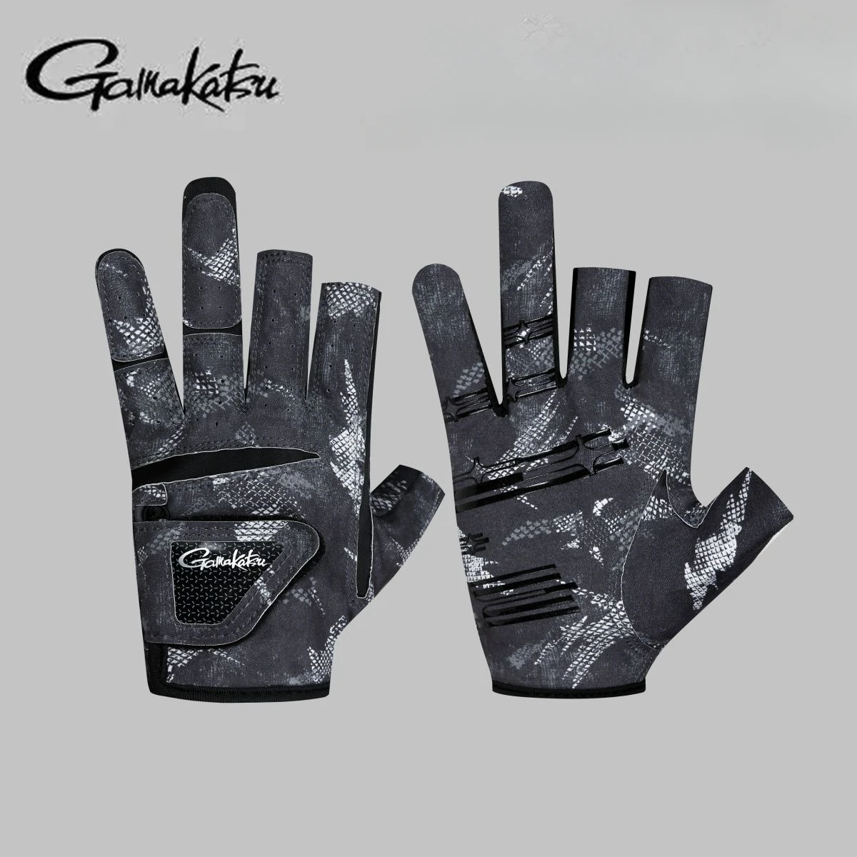 Gamakatsu Three Finger Fishing Gloves for Men Women Non-slip Four Seasons Outdoor Sports Sea Fishing Glove Half Finger