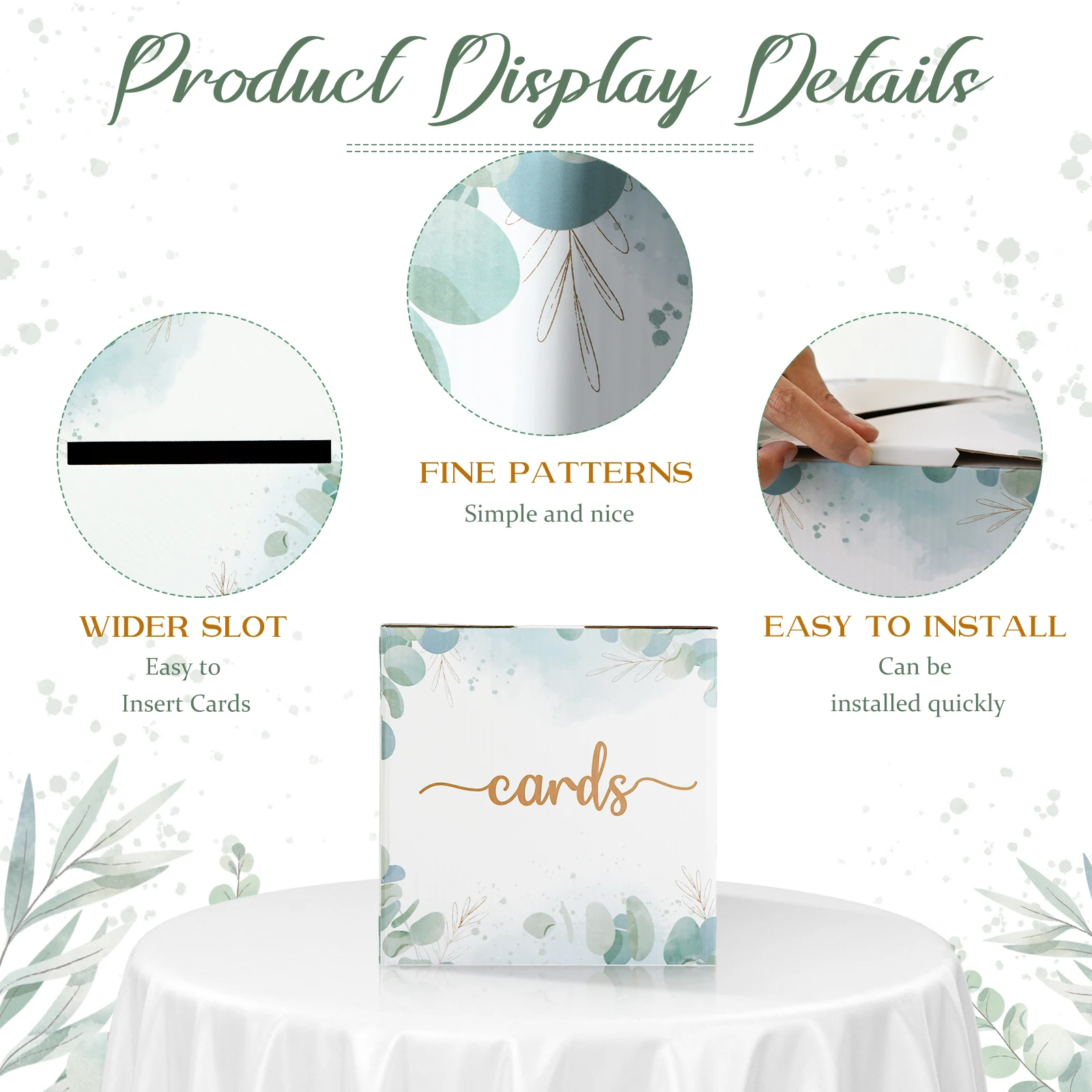 Wedding card box paper eucalyptus novel style portable suitable for weddings event decorations etc storage of event money acrylic card box