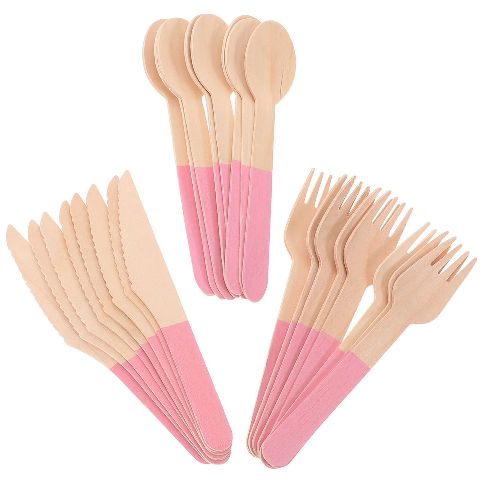 24pcs Disposable Wooden Cutlery Utensils Knives Forks and Spoons for Baby Shower Birthday Party wood untensils