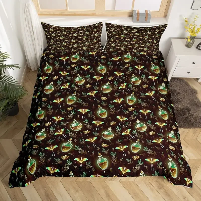 

Butterfly Duvet Cover Set Kids Potion Bottle Bedding Set Microfiber Leaf Pattern Comforter Cover Twin King For Boys Girls Decor