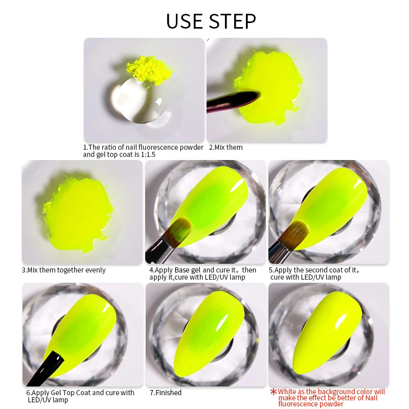 Neon Pigment Phosphor Nail Glitter Luminous Glow In The Dark Dipping Dust Chrome Powder UV Gel Polish Manicure Nail Decorations