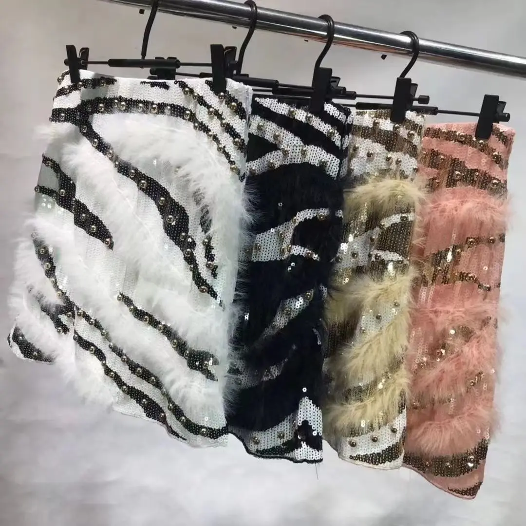 

Женская Блестящая Сексуальная мини-юбка с блестками, блестящие сексуальные юбки-карандаш с высокой талией, Яркая тонкая облегающая модельная пушистая юбка, большая юбка