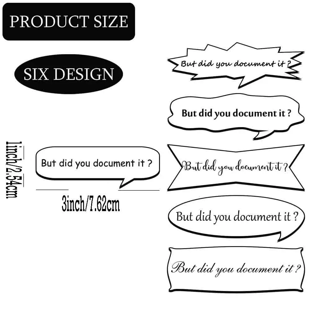 But Did You Document it Sticker 1&times;3inch 6 Design Funny Reminder Decal for Books Laptop Phone Water Bottles Bookish Sticker 60Pcs