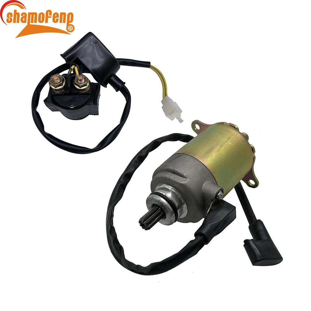 Starter Motor & Relay Fit For Gy6 125Cc 150Cc Atv Scooter Moped Go Karts Quad 4 Wheelers 50Cc 60Cc 80Cc Scooter Starter Motort