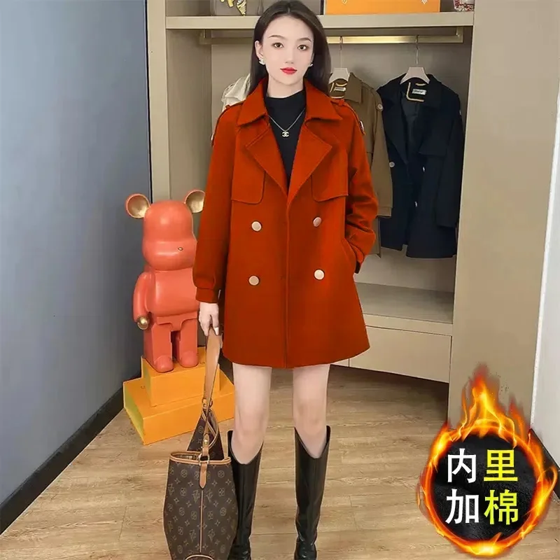 

Quilted Cotton Thick Woolen Coat Female 2024 Autumn Winter New Loose Thin Fashion Temperament in The Long Senior Trench Coat X2