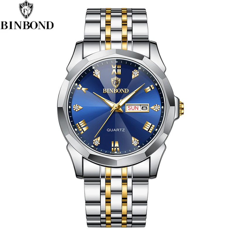 

BINBOND Top Luxury Fashion Men Quartz Watches 30M Waterproof Week Date Clock Sport Business Wristwatch Relogio Masculino B4121