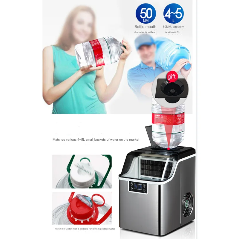 New Design Home Ice Maker Machine 35kg Commercial Automatic Smart Ice Making Machine Small Mini Portable Cube Maker