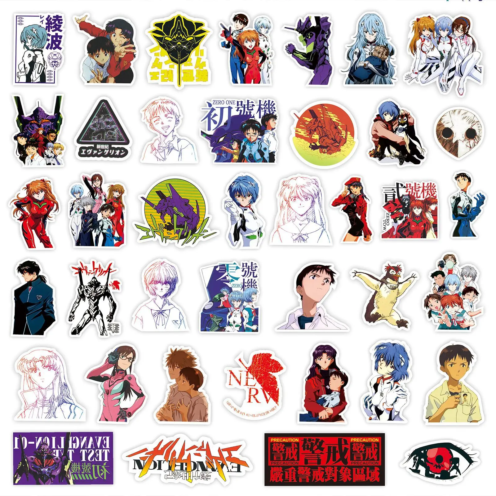 70/75 Stück Schwarz-Weiß-Skizzen-Aufkleber von Neon Genesis Evangelion, klassische Anime-Aufkleber für Notizbücher, Skateboards, Fahrräder – Detail 6