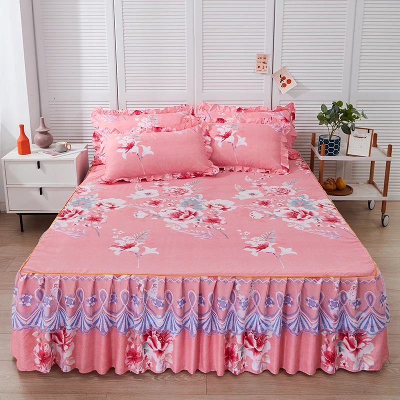 High quality 1piece Bed Sheet Lace Skirt Elastic fitted bed sheet
