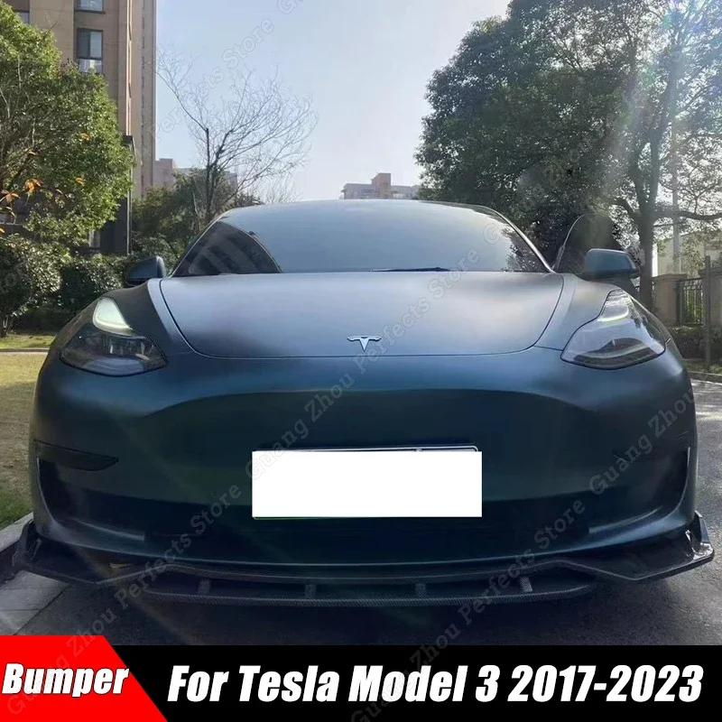 

For Tesla Model 3 2017-2023 Gloss Black ABS Plastic Front Bumper Lip Splitter Spoiler Diffuser Trim Guard Car Accessories