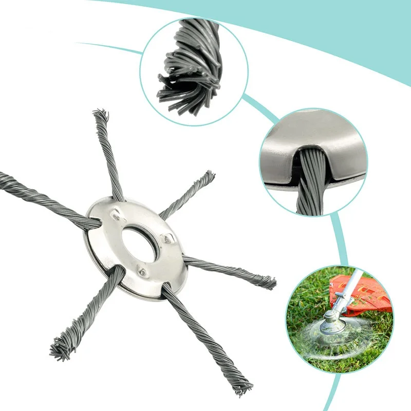 Grass Trimmer Head 1Pcs 6inch Steel Wire Wheel Head Grass Trimmer Head Universal Weed Brush Fit Straight Shaft Brushcutter Removal Moss Rust