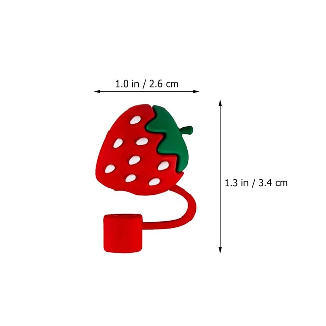 1pc Cactus Strawberry Straw Tip Cover Dust-Proof Straw Cover Reusable  Silicone Straw Toppers Cute Straws Plugs for 6 to 8 mm Straws 