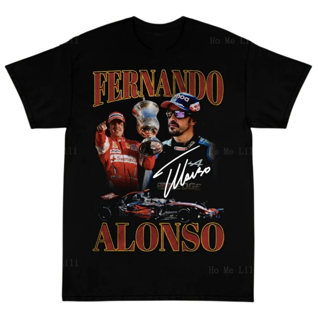 Nuovo Popolare Regalo Di Camicia Da Corsa Di Fernando Alonso Per I Fan Magliette Grafiche Nere S-6Xl