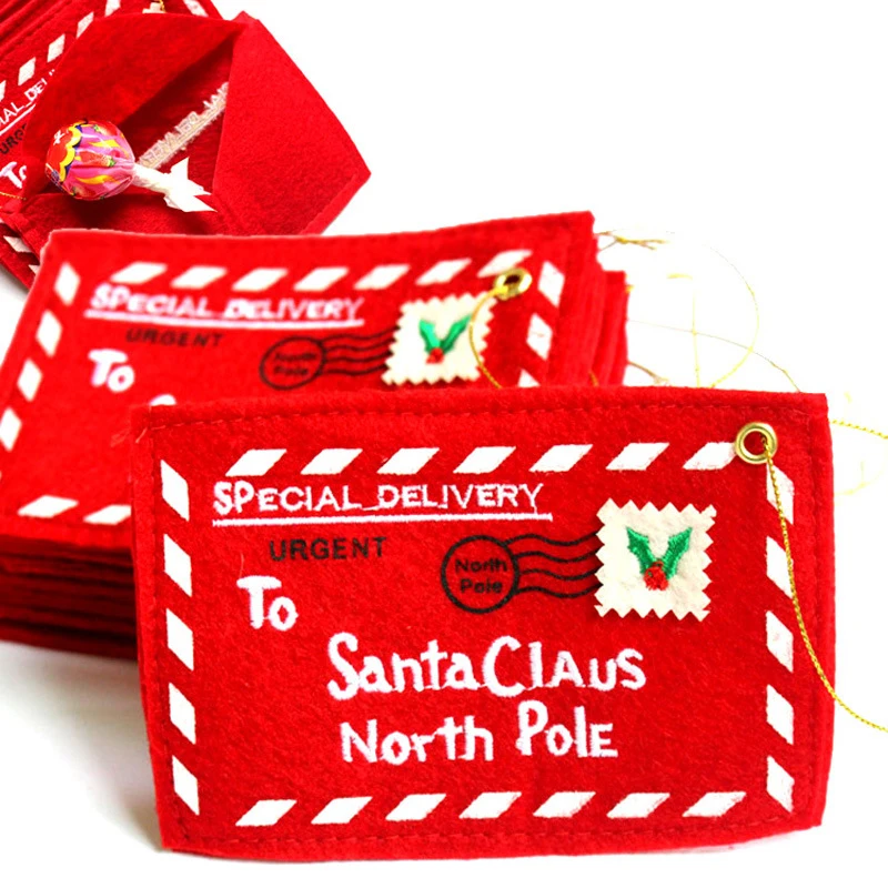 5pcs Christmas Letter Candy Bag Decoration Santa Claus Felt Envelope Embroidery for Home Tree Ornament Kids Holiday Gifts Supply gift bags,christmas gift bags,christmas candy packaging
